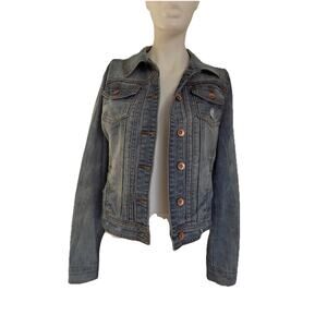 YMI Jeans denim jacket distressed womens size Medium